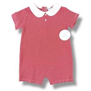 Edgehill Collection Peter Pan Collar Soft Cotton Romper Baby Boys Sz 24 Mos